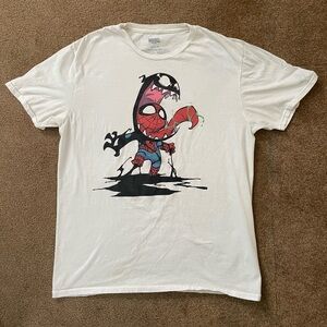 Spider-Man Chibi Venom Attack/Spidey Swallow Battle Shirt (Men’s Size Large)